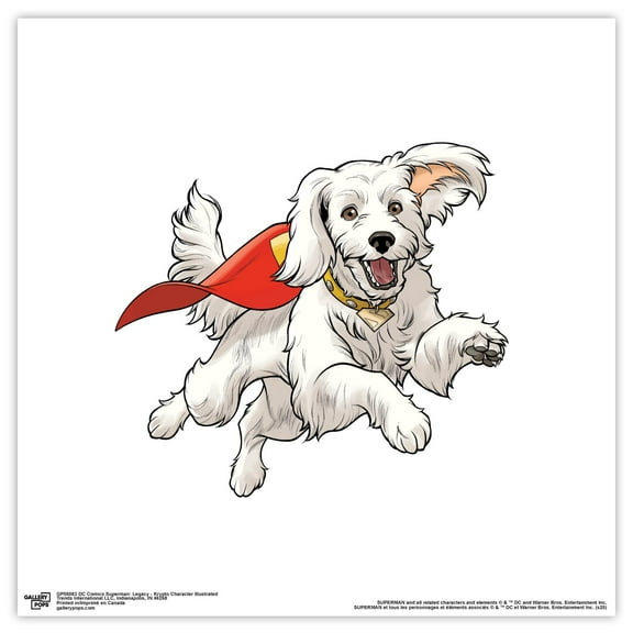 Gallery Pops DC Studios Superman (2025) - Krypto Character Illustrated Wall Art, Unframed Version, 12" x 12"