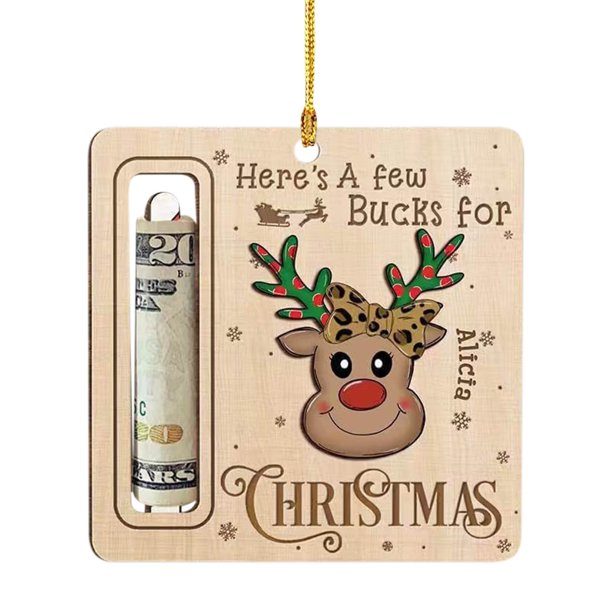 Xihbxyly Adorno Navideño para Billetera, Diseño Único de Madera, Exquisita Ranura para Tarjetas, Decoración Festiva, Regalo de Navidad Perfecto para Familiares y Amigos, Incluye 1 Billetera Decorativ