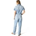 thumbnail image 3 of Saints & Hearts Womens Aviator Coverall Denim Jumpsuit (L, Light Denim), 3 of 5