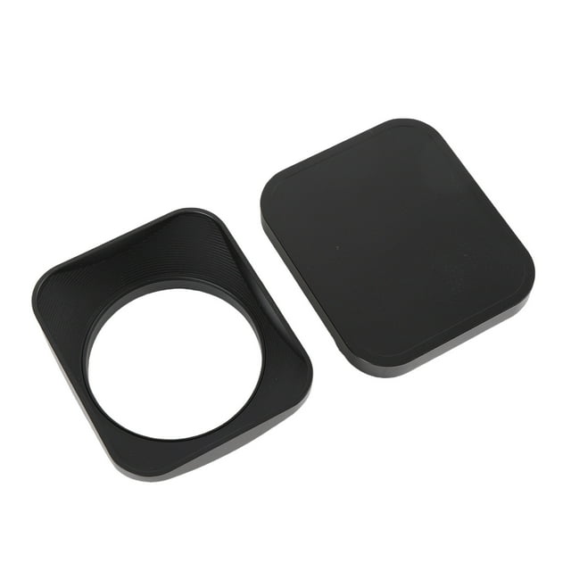 Camera Lens Hood, Screw in Lens Hood Shade with Cap, Alloy Accurate CNC Fine Processing, Square Metal Lens Hood Shade Protector for Camera