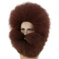 thumbnail image 3 of HPO Adult Men Brown Colour Straight Spiked Wild man Cosplay & Halloween Wig with Beard set, 3 of 9