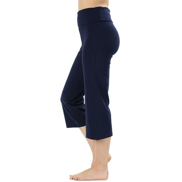 Zenana Women & Plus Size Fold Over Capri Lounge Cotton Yoga Pants