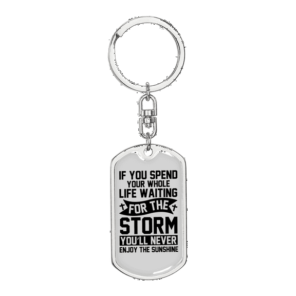 Enjoy Sunshine Stainless Steel or 18k Gold Premium Swivel Dog Tag Keychain