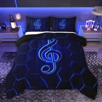 Castle Fairy Musical Notes Full Size Comforter Sets,Geometric Honeycomb Bedding Sets