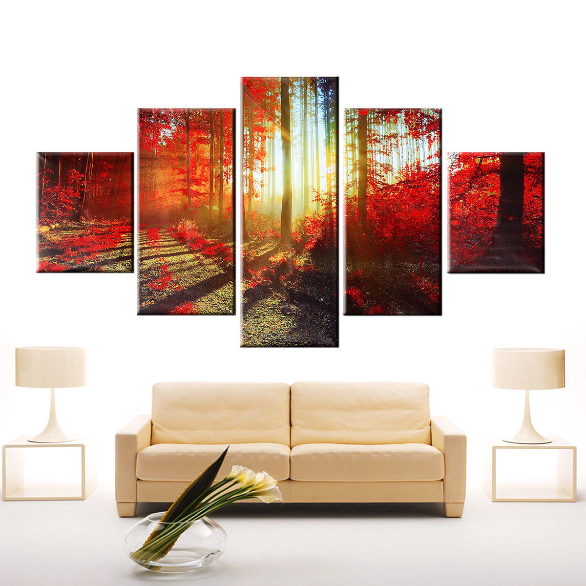 5pcs Unframed Art Oil Sunset Painting Print Canvas Picture Home Wall Room Deco