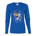 thumbnail image 2 of Wolf Painting Splatter Abstract Art Animal Lover Womens Graphic Long Sleeve T-Shirt, Royal, Small, 2 of 3