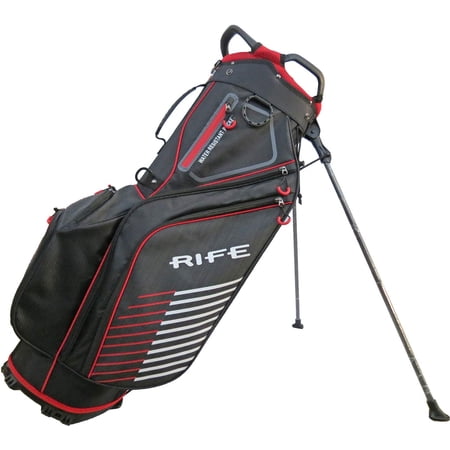 Rife Golf Black Red Gray Stand Bag Light Weight Dobby Nylon with 9 inch 7-Way Friendly Separator Top Front Position Putter Compartment