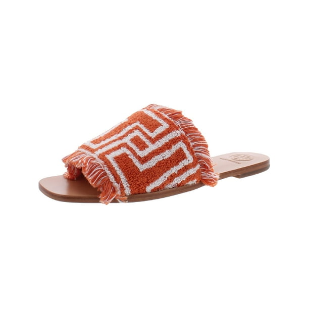 Tory Burch Womens Towel T Terry Cloth Fringe Flat Sandals