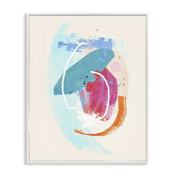 Stupell Industries Contemporary Modern Blue Pink Shapes White Framed Giclee Art, 24 x 30, by Suzanne Nicoll