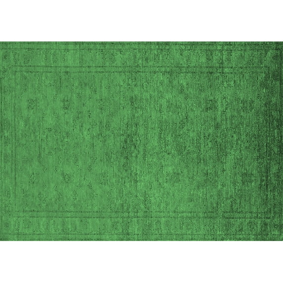 Ahgly Company Indoor Rectangle Oriental Emerald Green Industrial Area Rugs, 7' x 9'