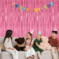 thumbnail image 6 of WarmHaven 8 Pack Pink Backdrop, 3.28 FT x 7.05 FT Pink Birthday Decorations, Metallic Pink Backdrop for Photoshoot Foil Curtains Party Streamer, Bachelorette Decorations Birthday Photo Booth Props, 6 of 14