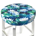 thumbnail image 3 of Balery Blue Lotus Flower Fundas de asiento para taburete de bar redondo de tela de terciopelo ajustables que protegen de arañazos y manchas para sillas de 14 a 17 pulgadas.-14 inch, 3 of 7