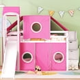 thumbnail image 2 of Pink Loft Bed With Tent And Tower - Full Sized. Created From Solid Pine Wood . Playhouse Inspired Design Window. Spacious Under Storage Available. 94.6"l X 99.5"w 78.9"h. Mattress Not Included., 2 of 2