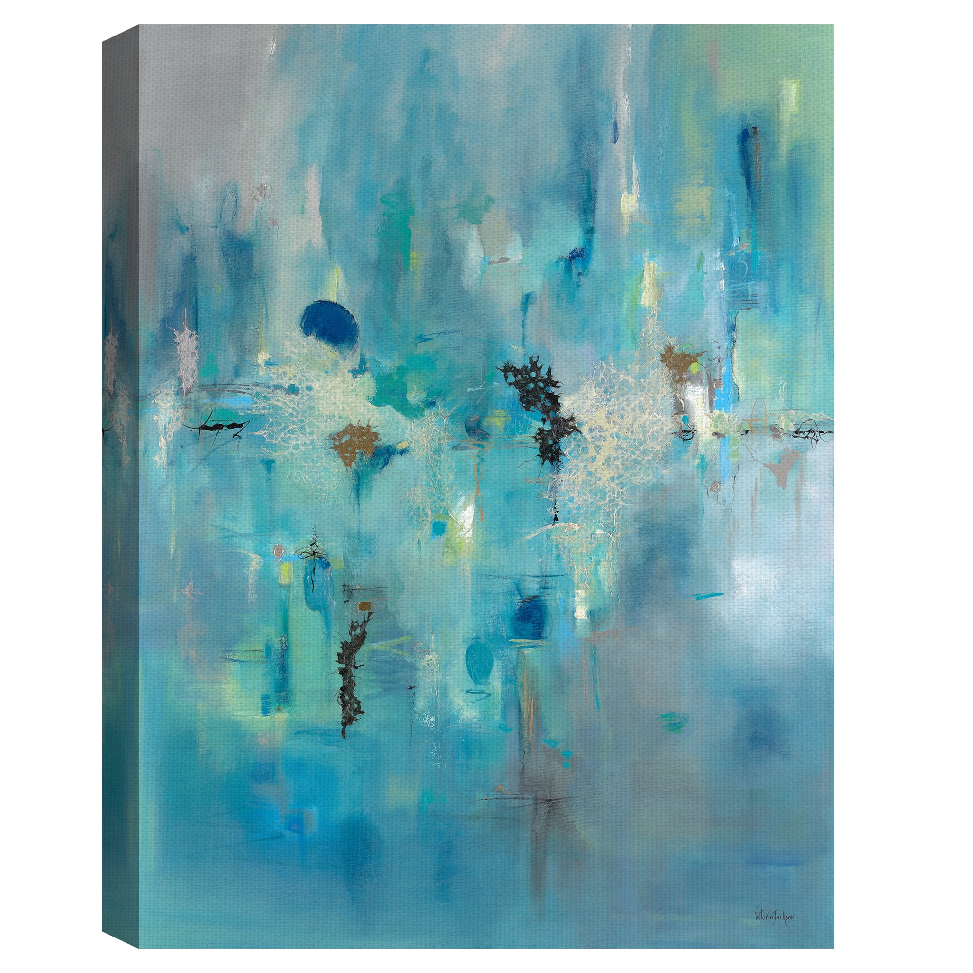 Masterpiece Art Gallery A Story To Tell Blue Abstract By Victoria Jackson Canvas Art Print 30" x 40"