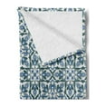 thumbnail image 2 of Vintage Soft Flannel Fleece Throw Blanket, Floral Motifs Hand Tile Antique European Pattern, Cozy Plush for Indoor and Outdoor Use, 50" x 70", Reseda Green Grey Blue, by Ambesonne, 2 of 5