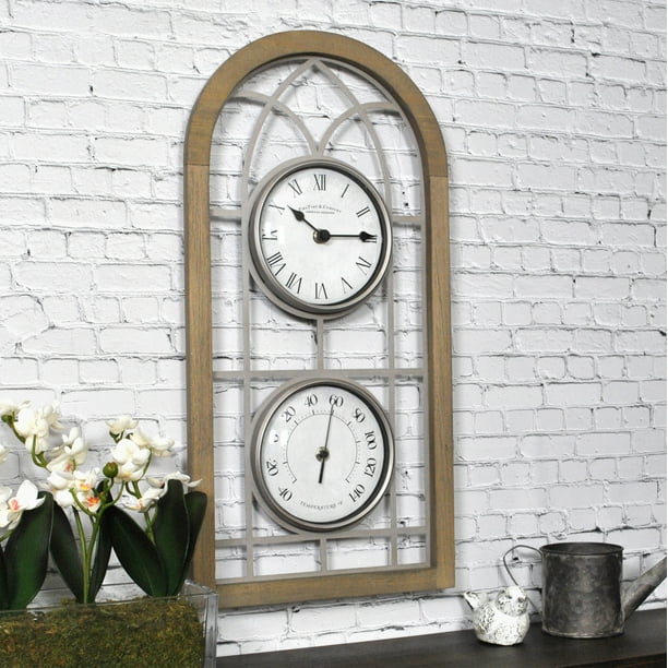 FirsTime & Co.® Brown Farmhouse Arch Outdoor Clock, Farmhouse, Analog, 10 x  2 x 20 in