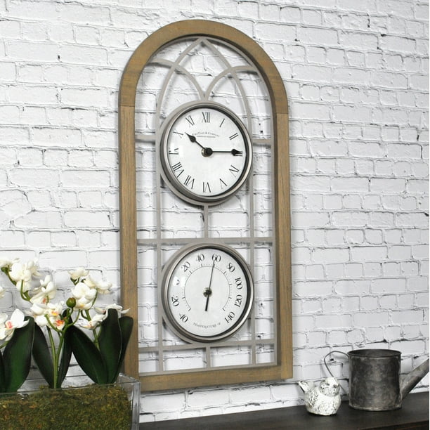FirsTime & Co.® Brown Farmhouse Arch Outdoor Clock, Farmhouse, Analog, 10 x 2 x 20 in