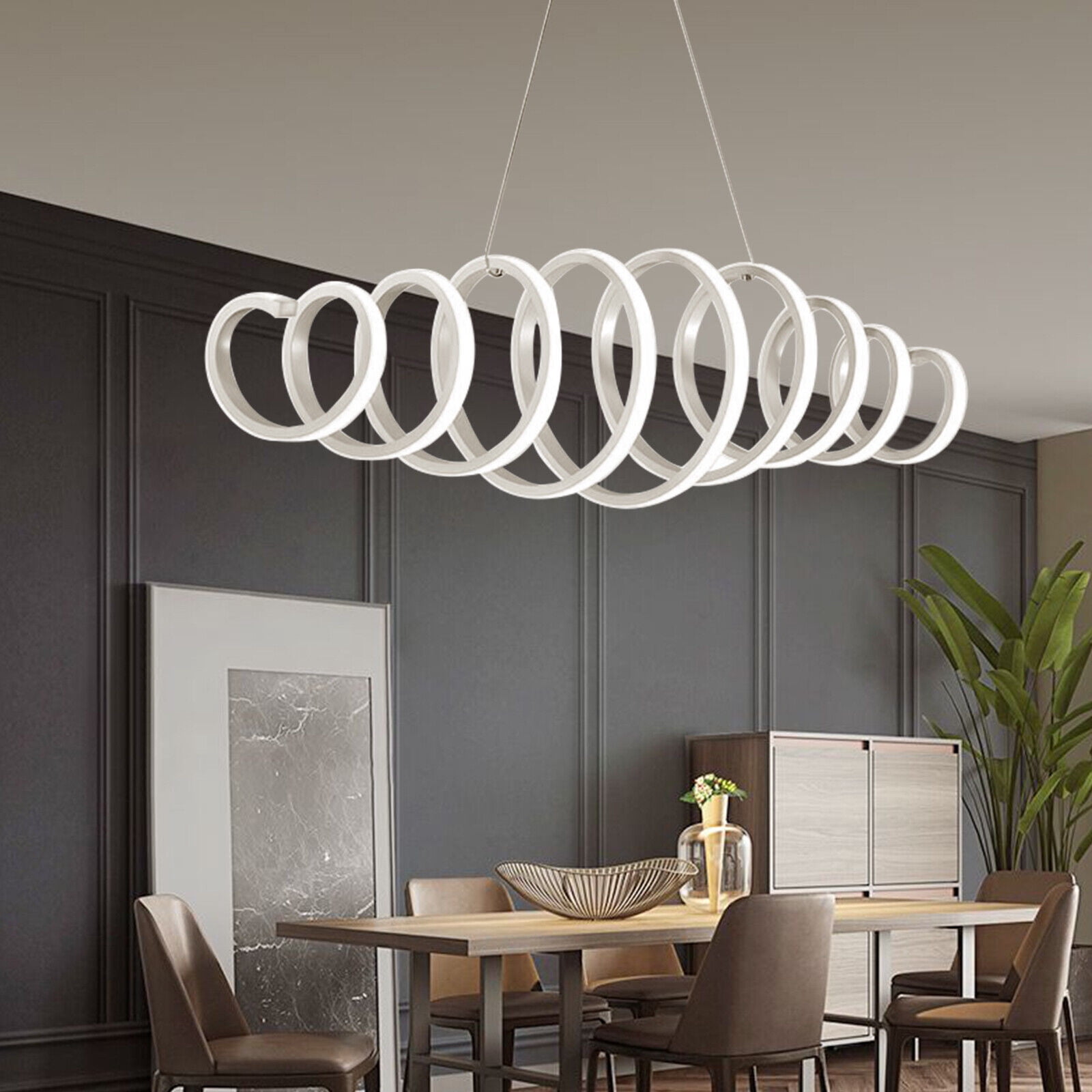 110V Modern LED Acrylic Chandelier Curve Pendant Light Dining Room Ceiling Lamp Modern Acrylic S shape Pendant Light LED Wave Chandelier White Lamp Lighting 88W Modern Acrylic LED Chandelier