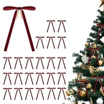 24 Pack Red Velvet Bows Burgundy Christmas Ornaments Ribbon Bows for Christmas Tree Garland Wreath Gift Home Indoor Outdoor Decor