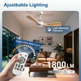 thumbnail image 6 of 42-Inch Burlywood Ceiling Fan with Light: Indoor/Outdoor Use Hanging Fan, Remote & APP Control, High Efficiency with Quiet DC Motor, Timer Function, 6 of 8