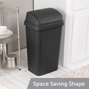 Sterilite Kitchen Trash Can, 13 Gallon Plastic Garbage Bin with Swing Top Lid, Black