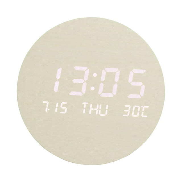 Reloj de pared digital de 7,5 pulgadas con 12 funciones: brillo automático, silencioso, USB. Blanco