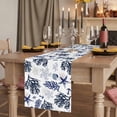 thumbnail image 2 of Navy Blue Coastal 48 Inch Table Runner, Coral Shell Summer Beach Nautical Farmhouse Dresser Scarf Cotton & Linen Tablerunner for Dining/Kitchen Island/Holiday Party Décor 13" x 48", 2 of 9