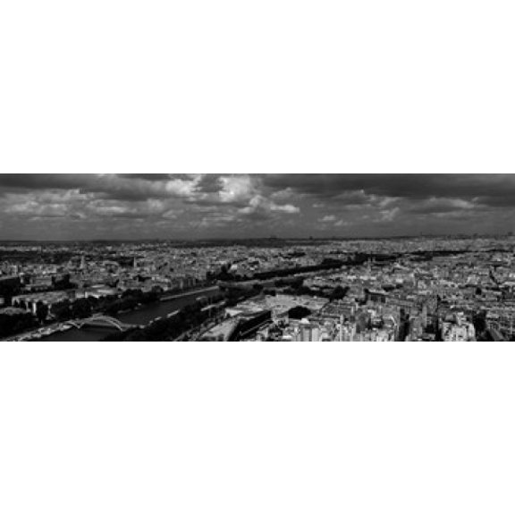 Aerial view of a river passing through a city Seine River Paris Ile-de-France France Canvas Art - Panoramic Images (36 x 12)