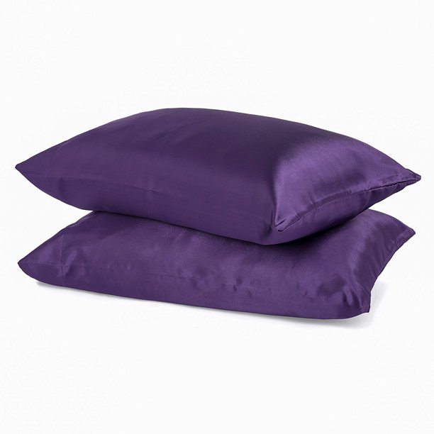 2Pack Silky Soft Satin Pillow Cases with Hidden Zipper (Standard