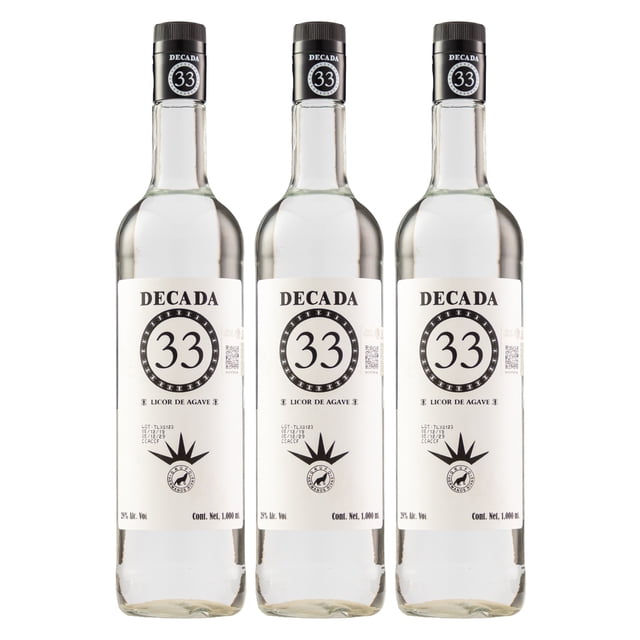 Tripack Licor De Agave Década 33 Blanco 1000 Ml Década 33 Licor de Agave