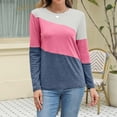 thumbnail image 7 of Womens Tops Color Block Tunic Tops Casual Long Sleeve Shirts Round Neck Pullover Blouses For Women, 7 of 7