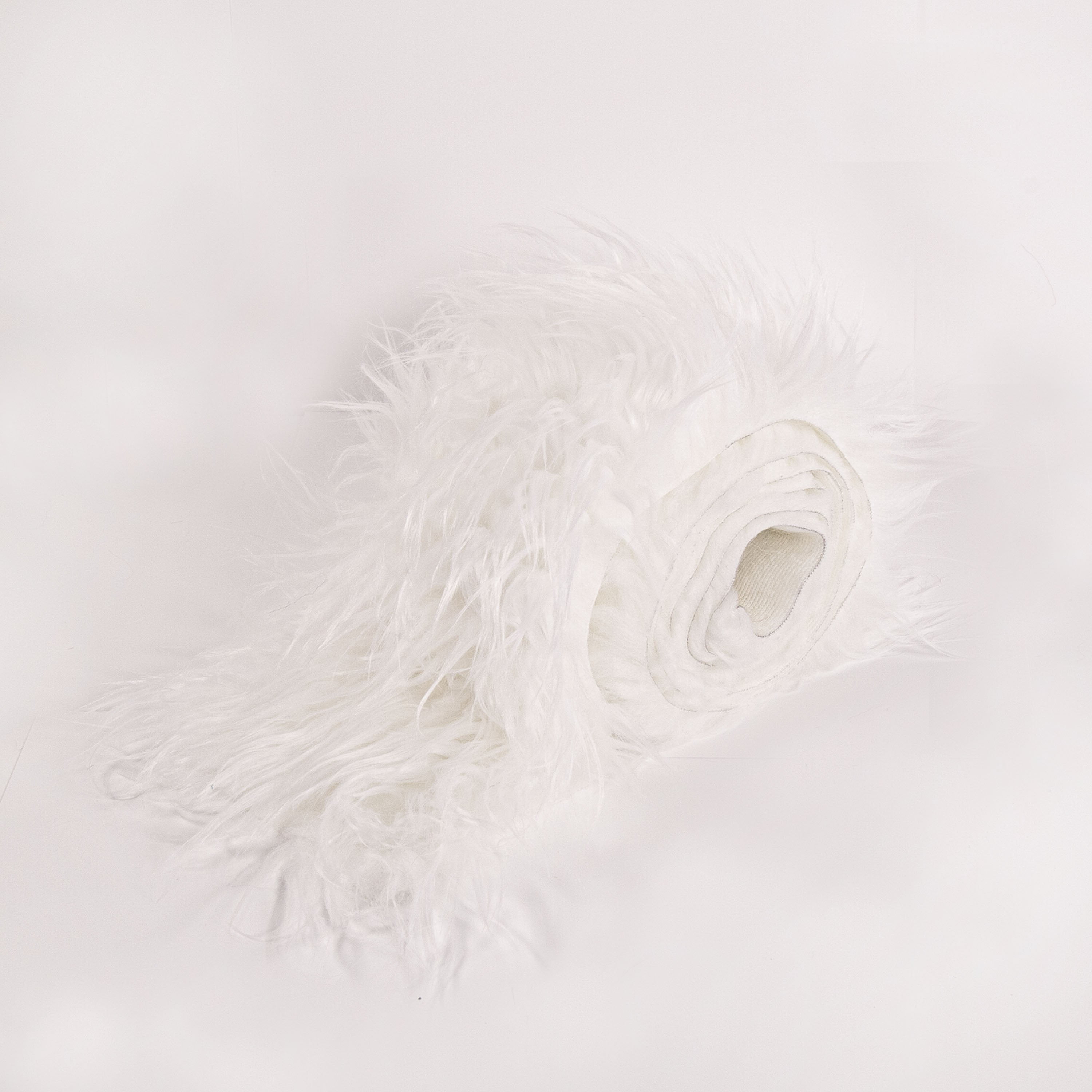 FabricLA Shaggy Faux Fur Fabric Trim 60 x 2 inch Ribbon - White