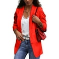 thumbnail image 2 of Zshosam Women's Relaxed Scuba Knit Stretch Blazer with Scrunch Sleeves(Red,XXXL), 2 of 5