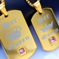 thumbnail image 3 of Uloveido 2 pcs Lesbian Pride Necklaces Set for Men and Women - Dog Tag Gold Stainless Steel Pendant Her Queen SN128, 3 of 7