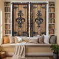 thumbnail image 3 of Barn Door Kitchen Curtains, Farmhouse Wooden Grain Rustic Tribal Pattern Light Filtering Window Curtain Panels, 2Pcs Rod Pocket Window Treatments Set for Living Room Bathroom Bedroom 42x63 Inches, 3 of 9