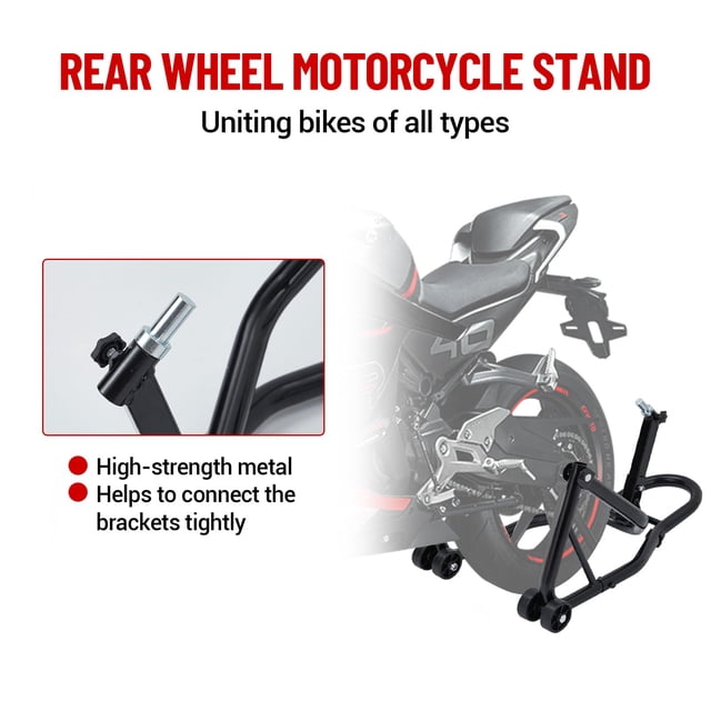 Kojooin Motorcycle Rear Wheel Lift Stand with Clamp Plates and V-Style Support Head, Universal Fit, 440 lb Capacity