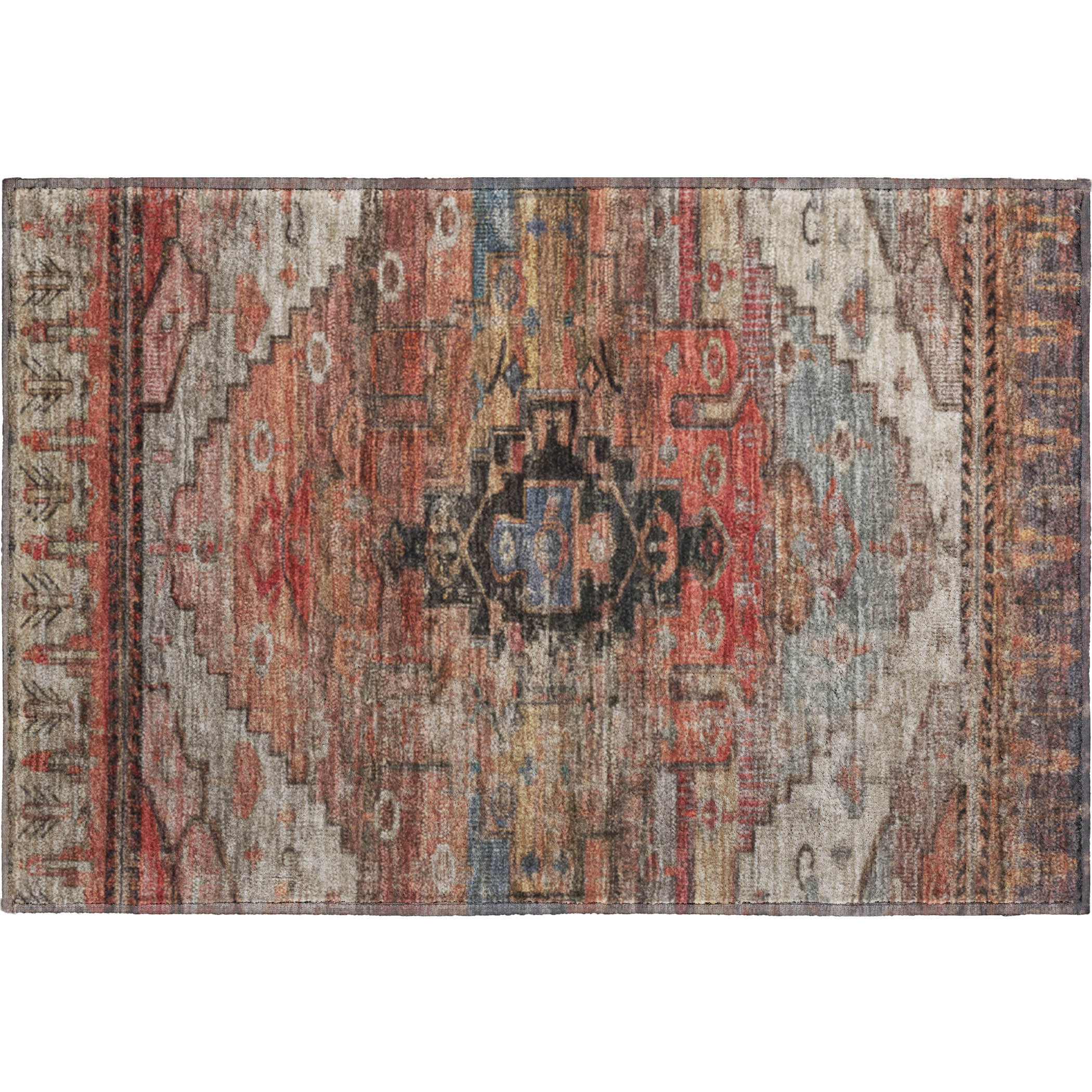 Addison Rugs Mayfield Premium Machine Washable Transitional Tribal Paprika Rectangle Rug, 1'8" x 2'6"