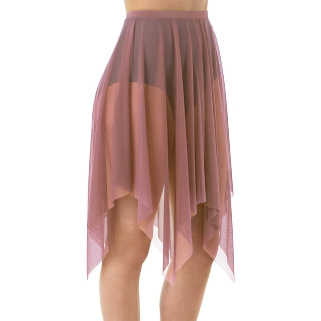Handkerchief Hem Mesh Wraps Ballet Classwear Dance Skirt Competition Performance Clothes with Elastic Waistband FWZ