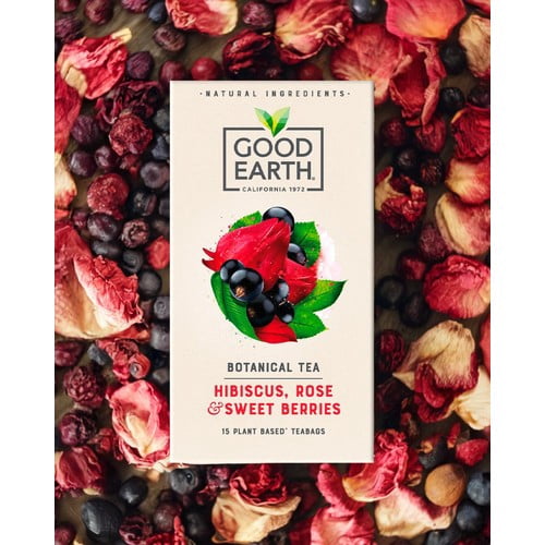 Good Earth Teabags Hibiscus, Rose & Sweet Berries 15's, British Import (Pack of 3)
