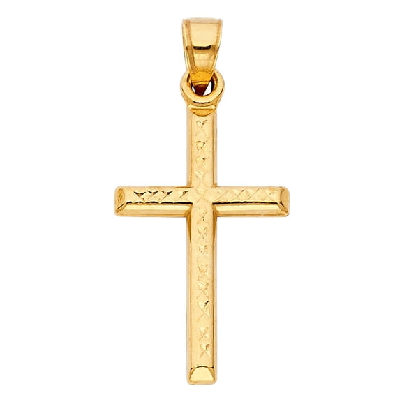 Precious Stars 14K Yellow Gold Unisex 1" Cross Pendant - No Chain, Pendant Only