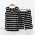 thumbnail image 2 of Fsgntruao Plus Size Pajama Set for Women Striped Sleeveless Tank Tops with Wide-Leg Shorts Casual Nightwear Sleepwear, 2 of 5