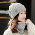 thumbnail image 4 of Luxalzxs Womens Winter Warm Elastic Soft Ear Protection Knitted Scarf Hat Set Fleece Lined Neck Warmer Beanie Hat Set, 4 of 5