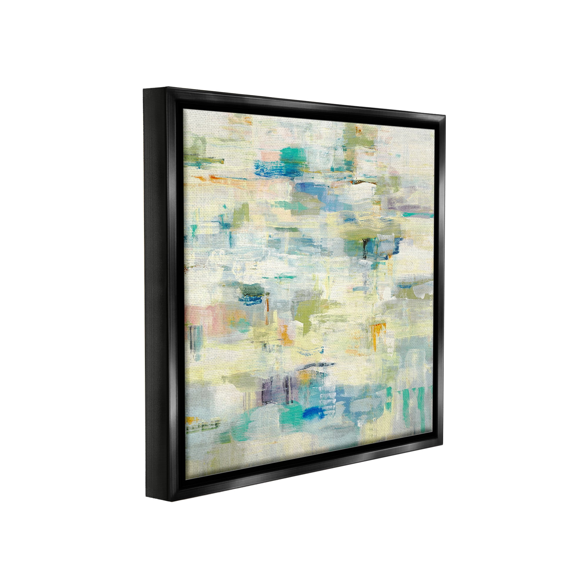 Stupell Industries Fluid Abstract Pattern Abstract Painting Black Floater Framed Canvas Art Print Wall Art, 18 x 18