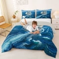 thumbnail image 3 of Manfei White Sail Sailing Ship Queen Comforter Set for Kids Boys and Girls, Nautical Ocean Bedding Comforter Set, Gray Reversible 3pcs, 1 Comforter and 2 Pillowcases, 3 of 6