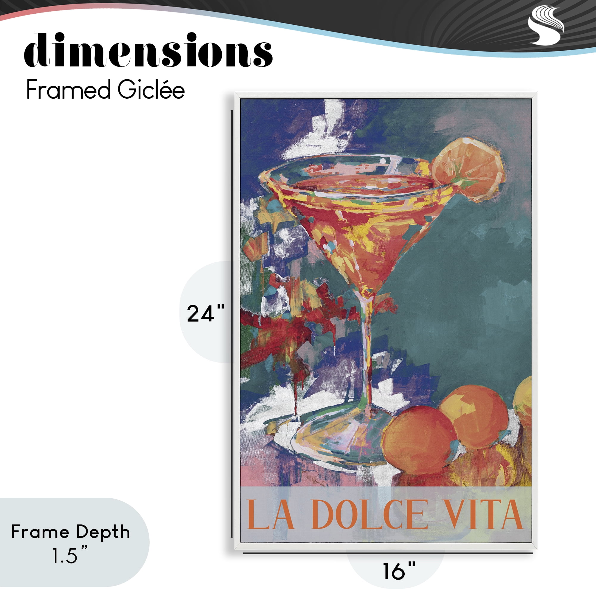 Stupell Industries Citrus Cocktail on Blue White Framed Giclee Art, design by Jane Slivka