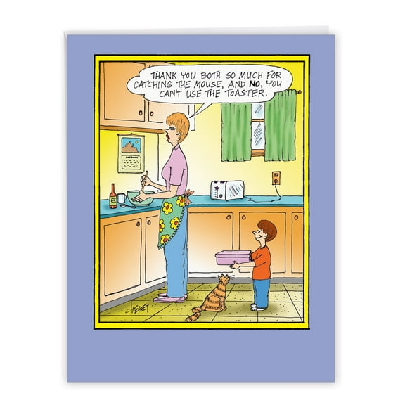 NobleWorks - 1 Jumbo Funny Happy Mother's Day Greeting Card (8.5 x 11 Inch) - catch the mouse Moms day J0026
