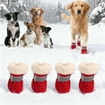 thumbnail image 2 of Small Dog Shoes for Winter, Snow Booties for Puppy, Outdoor Warm Dog Booties for Cold Weather (Red, S), 2 of 4