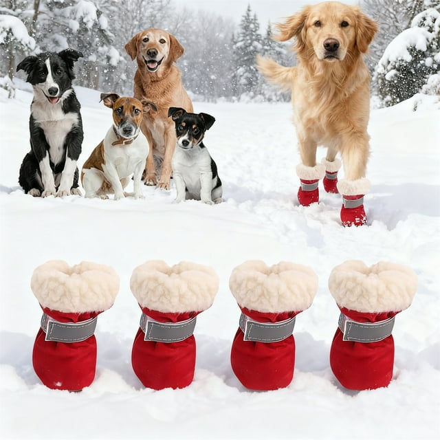 Bottes de Protection Toutes Saisons pour Animaux avec Semelles et Bandes Réfléchissantes pour Aventures en Plein Air
