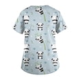 thumbnail image 3 of EHTMSAK Panda Scrub Shirts for Women Plus Size Cartoon Nursing Uniform Nurse Workwear Scrub Shirt Fashion Trendy Casual V Neck Shirt with Pocket Short Sleeve Going Out Scrub Tops Light Blue S, 3 of 3