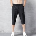 thumbnail image 6 of Men Loose Summer Quick Dry Cool Capri Pants Straight Leg Slacks Long Beach Shorts Sports Big and Tall Size M-5XL Black, 6 of 9